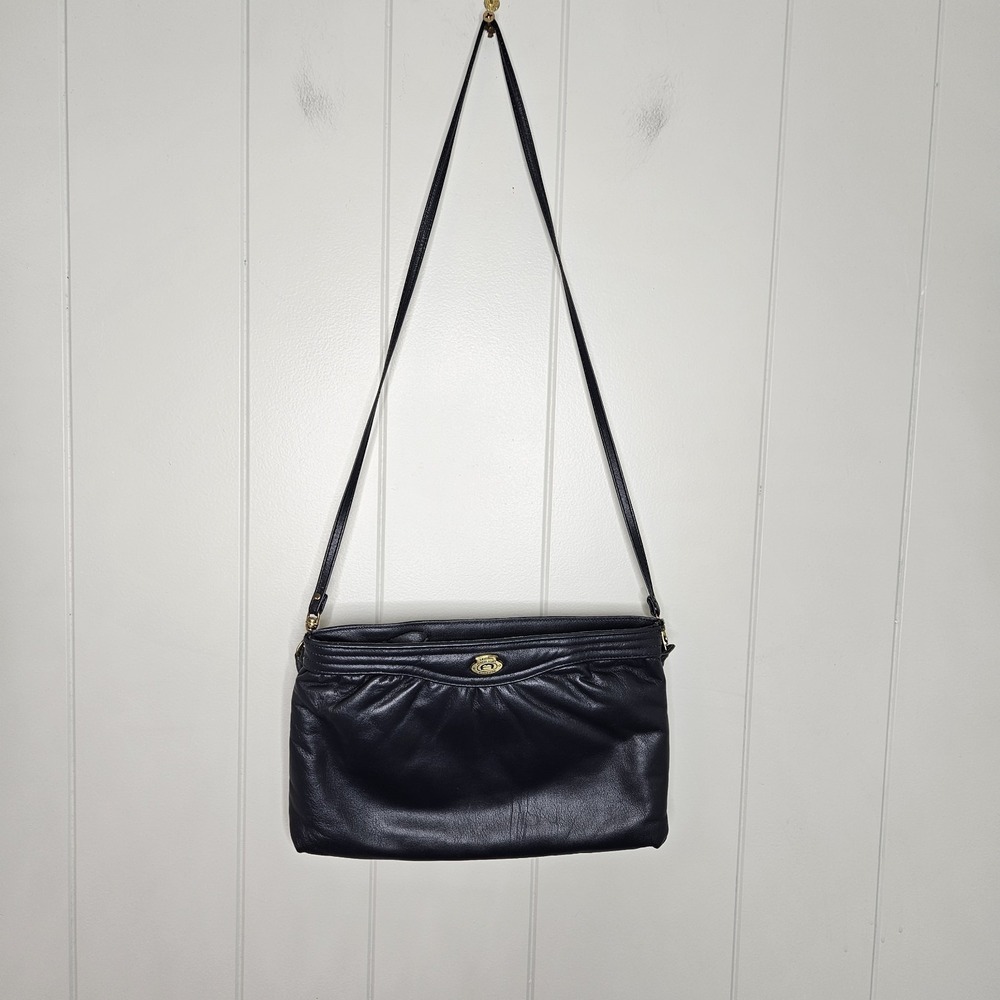 VTG Etienne Aigner Original Handcrafted Leather Crossbody Or Clutch Navy Blue
